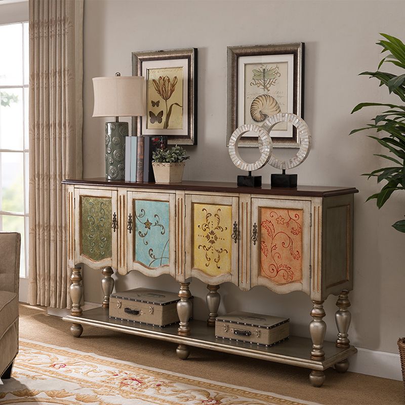 Industrial 4-Door Cabinet, 39" Tall Wood Rectangle Accent Chest, Distressed Wood Clearhalo 'Cabinets & Chests' 'cabinets_chests' 'furn' 'furn_cabinets_chests' 'Furniture' 'Living Room Furniture' 1200x1200_7129942f-5d47-402e-a6a1-4d2458b15472