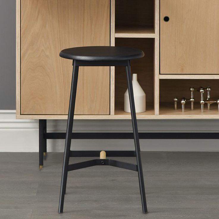 Modern Black Counter Bar Stool Wood Armless Bar Stool with Footrest and Iron Base Clearhalo 'Bar Furniture' 'Bar Stools' 'bar_stools' 'furn' 'furn_bar_stools' 'furniture_bar_stools' 'Kitchen & Dining Furniture' 'kitchen&dining_furn' 'kitchen' 'kitchen_furn' Furniture' 1200x1200_712aa632-601c-4f9f-a5cd-dcc85f0a3734