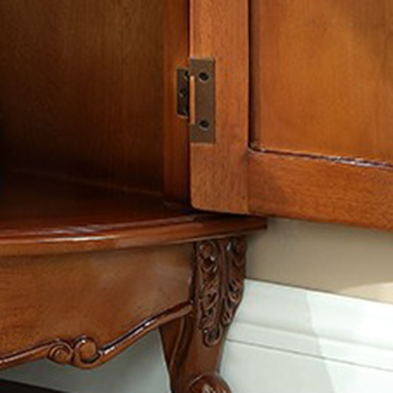38.58"/47.24" Tall Brown Corner Cabinet , Wooden Storage Cabinet Clearhalo 'Cabinets & Chests' 'cabinets_chests' 'furn' 'furn_cabinets_chests' 'Furniture' 'Living Room Furniture' 1200x1200_712c557b-565b-47e1-862e-4eba18690d68