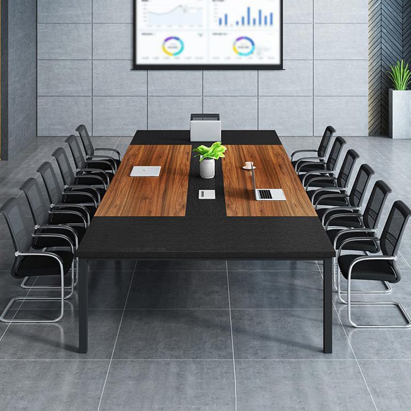 Moderna scrivania rettangolare da ufficio con gambe in metallo fabbricato scrivania in legno per casa