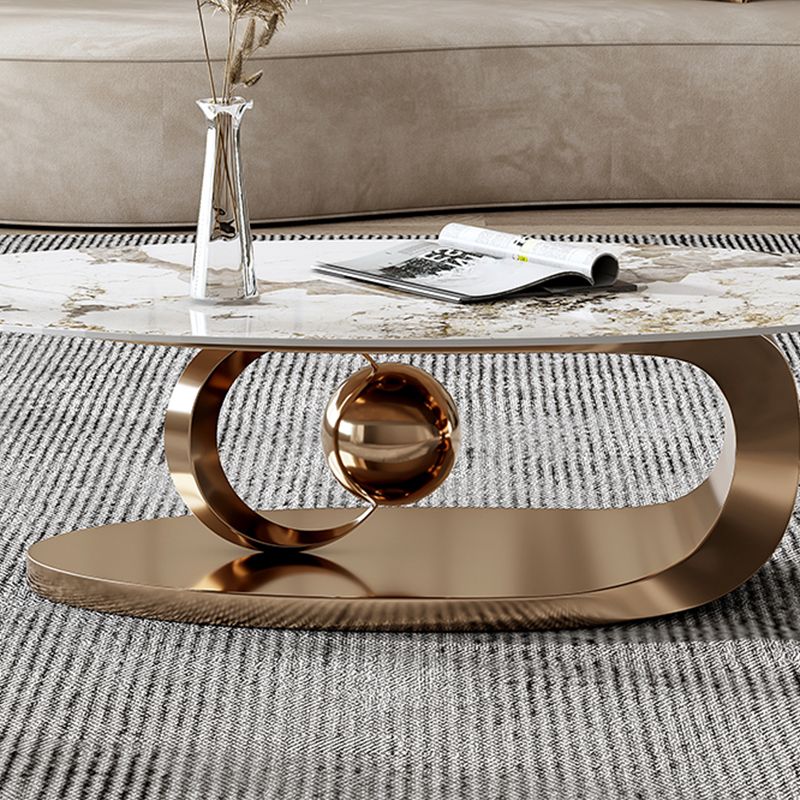 Tavolino top in ardesia glam astratto tavolo da cocktail di caffè ovale