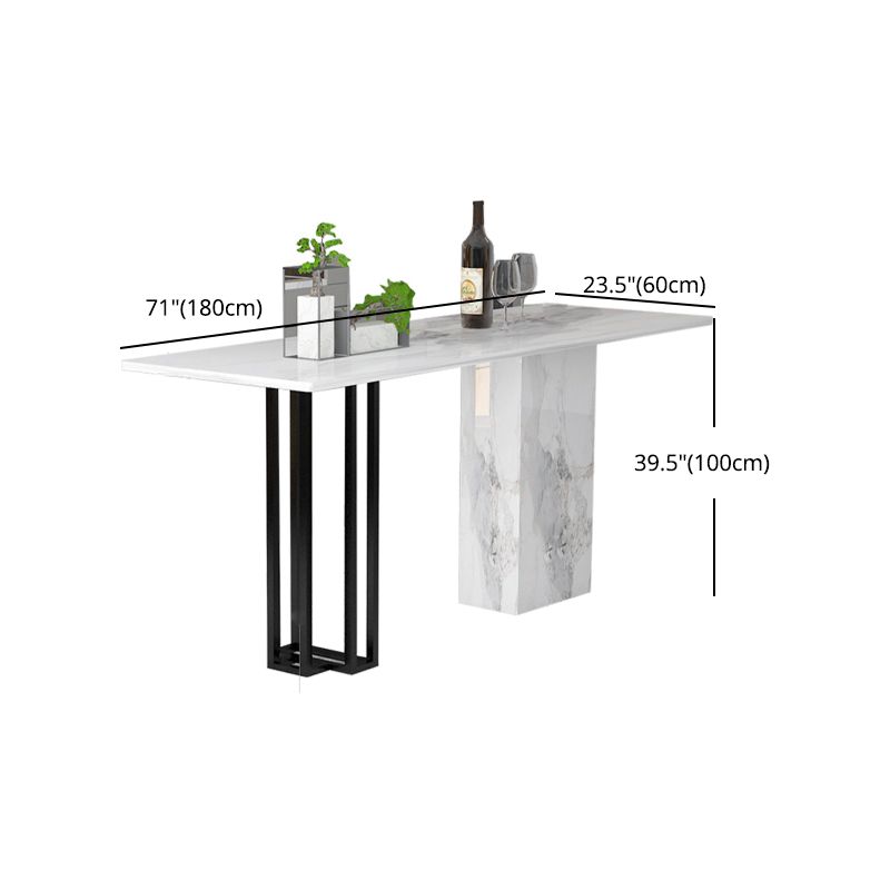 Industrial Black Steel Bar Dining Table White Stone Top Rectangle Indoor Bistro Table Clearhalo 'Bar Furniture' 'Bar Tables' 'bar_tables' 'furn' 'furn_bar_tables' 'Furniture' 'furniture_bar_tables' 'Kitchen & Dining Furniture' 1200x1200_712ff67c-8fa2-41e9-8c1e-9ba88fe62c49