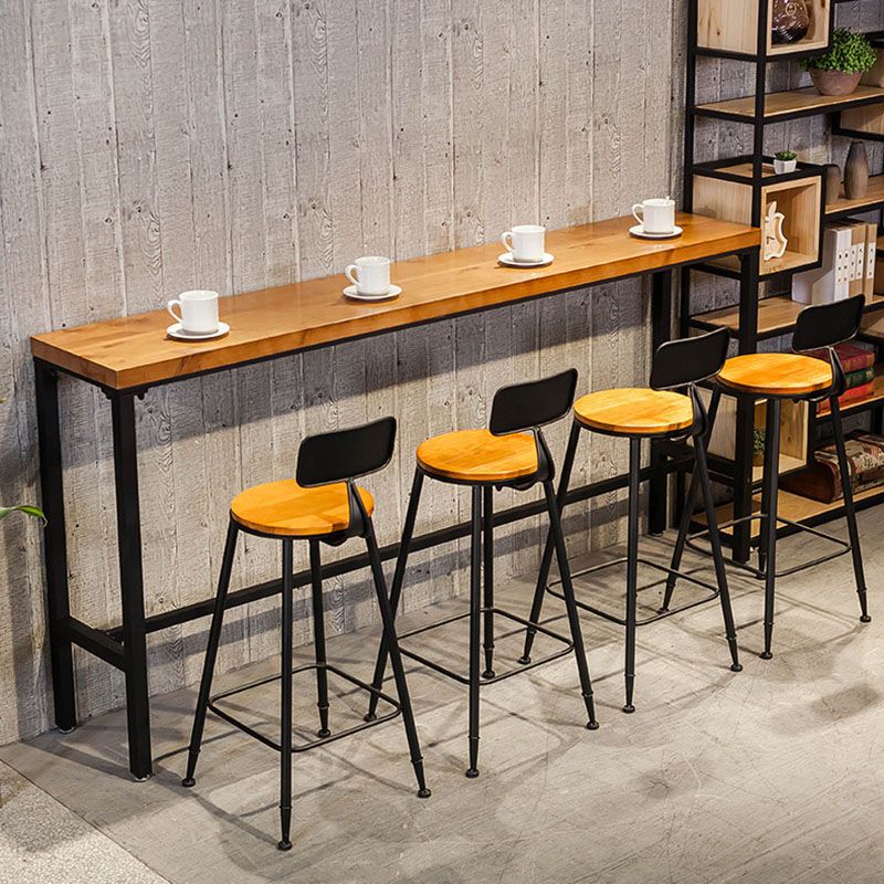 Pine Wood Top Rectangular Bar Table Industrial Pub Table with Metal Trestle Base Clearhalo 'Bar Furniture' 'Bar Tables' 'bar_tables' 'furn' 'furn_bar_tables' 'Furniture' 'Kitchen & Dining Furniture' 1200x1200_7130c868-2d00-450e-bf7f-bc28b8fc3a44