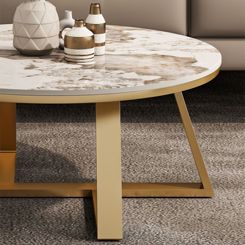 Round Coffee Table Cross Legs Coffee Table Set with Metal Legs Clearhalo 'Coffee & Accent Tables' 'Coffee Tables' 'coffee_tables' 'furn' 'furn_coffee_tables' 'Furniture' 'Living Room Furniture' 1200x1200_7131442d-8aac-4b0e-bfd9-343b67a7fc0f