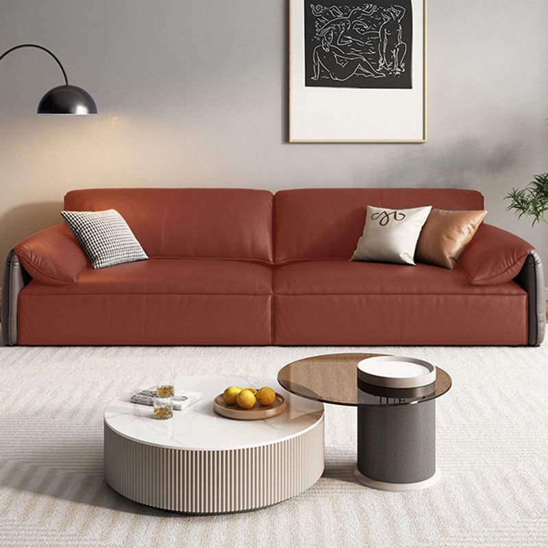 Genuine Leather Contemporary Pillow Top Arm Sofa for Living Room Clearhalo 'furn' 'furn_sofas' 'Furniture' 'Living Room Furniture' 'Sofa' 'sofas' 1200x1200_71320f0f-5cc1-427b-ad7b-6dbd2aaa3d42