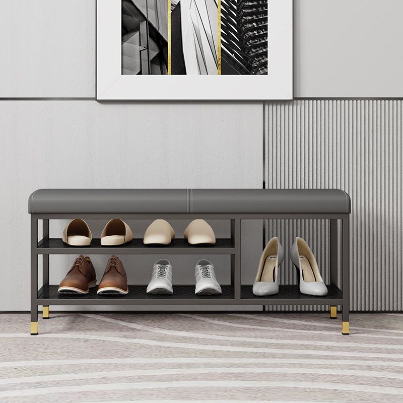 18.5" H Modern Metal Seating Bench Cushioned Entryway Bench with Legs Clearhalo 'Benches' 'Chairs & Seating' 'furn' 'furn_benches' 'Furniture' 'Living Room Furniture' 1200x1200_71325400-57f3-4b4e-be30-b8e0962425fa