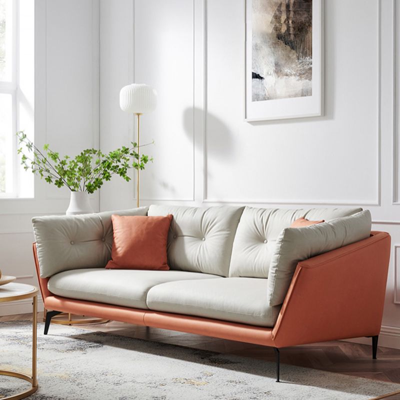 31 " High Modern Faux Leather Flared Arm Standard Sofa with Cushions for Apartment Clearhalo 'furn' 'furn_sofas' 'Furniture' 'furniture_sofas' 'Living Room Furniture' 'Sofa' 'sofas' 1200x1200_71329ad0-9743-43e7-aba3-8ce3e7999d44