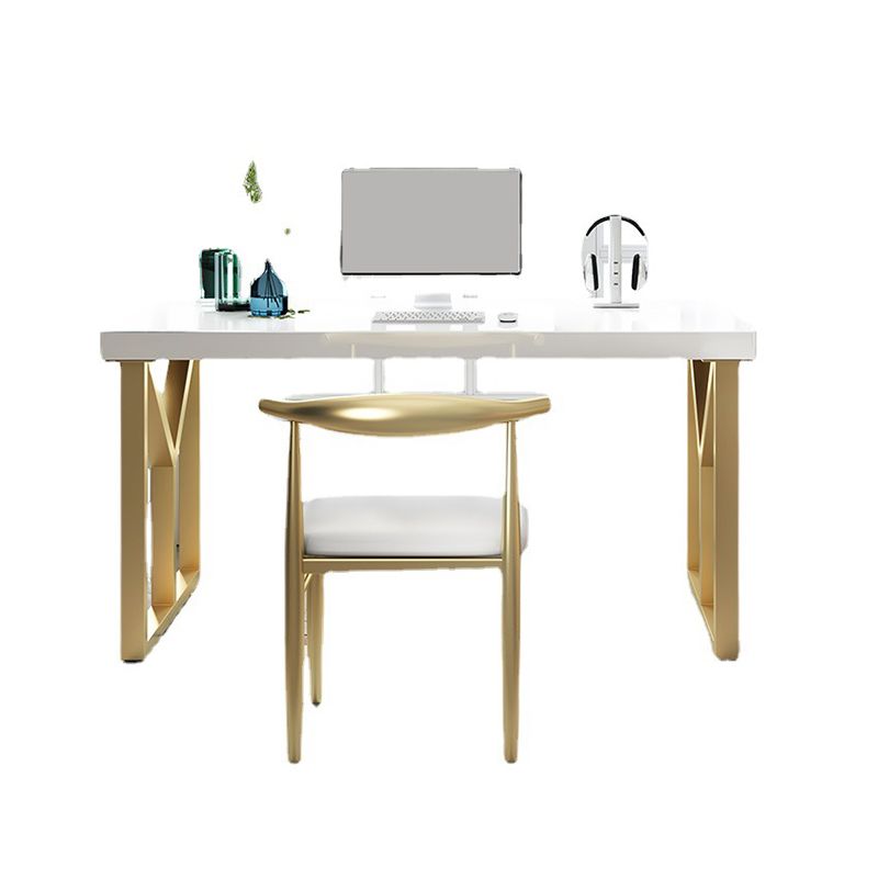 Glam Solid Wood Office Desk Sled Base 29.53 "Tall Writing Desk