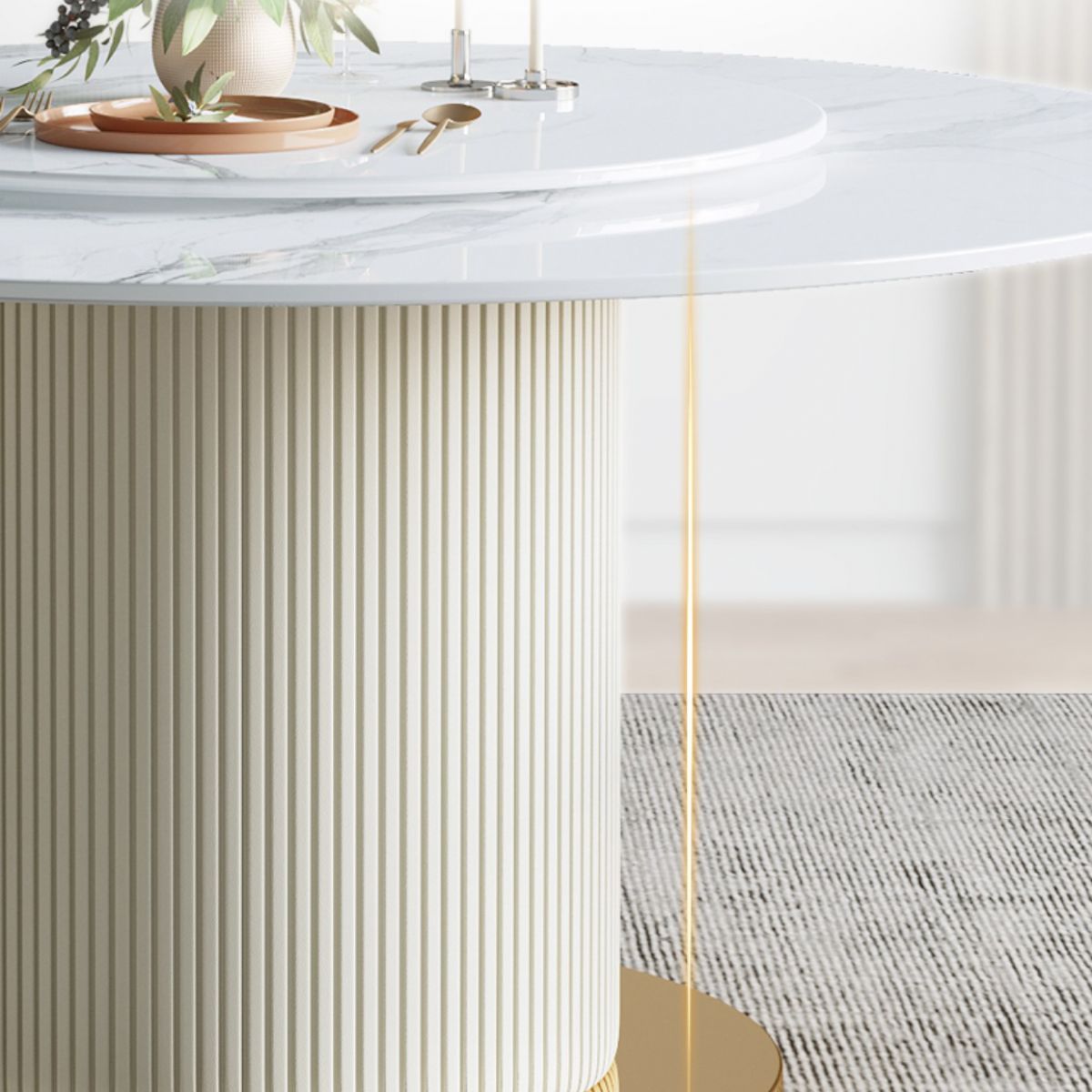 Moderne ronde eettafel massief houten voetstuk eettafel voor eetkamer