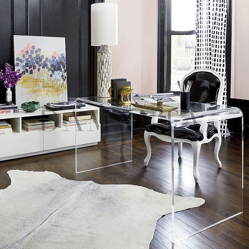 Rectangular Home Office Writing Desk Acrylic Modern Style Office Desk Clearhalo 'furn' 'furn_office_desk' 'Furniture' 'Office Desks' 'Office Furniture' 'office_desk' 1200x1200_71363b4e-a730-4f76-8174-4a141ec1647c