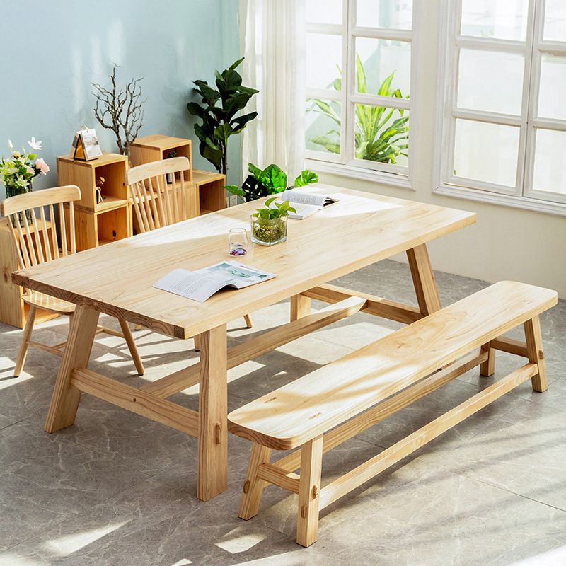 Rectangle Trestle Base Dining Table Modern Pine Wood Table for Kitchen Clearhalo 'Dining Tables & Seating' 'Dining Tables' 'dining_table' 'furn' 'furn_dining_table' 'Furniture' 'Kitchen & Dining Furniture' 1200x1200_71374a23-2432-4309-9fdd-c7476122c169