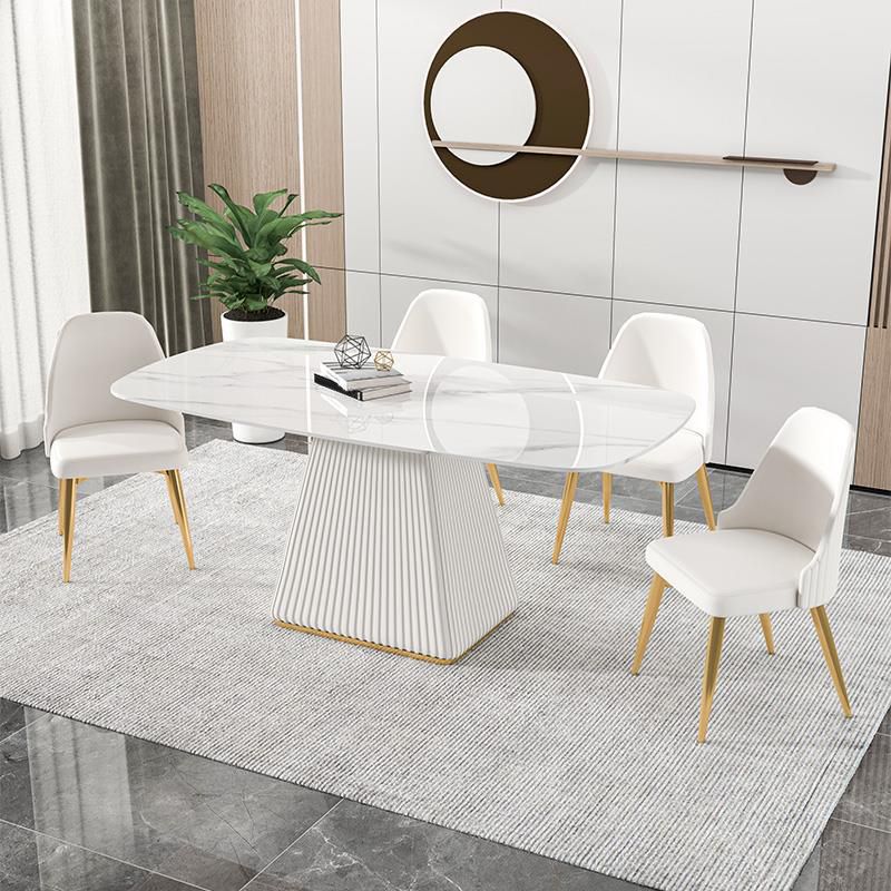 Mesa de comedor rectangular de piedra sinterizada moderna para uso doméstico