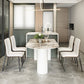 Stone Top Dining Table Traditional Luxury Dining Table with 3 Legs Base in White