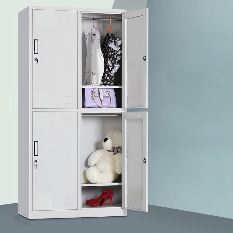 White Steel Wardrobe Cabinet Contemporary Hinged Wardrobe Armoire