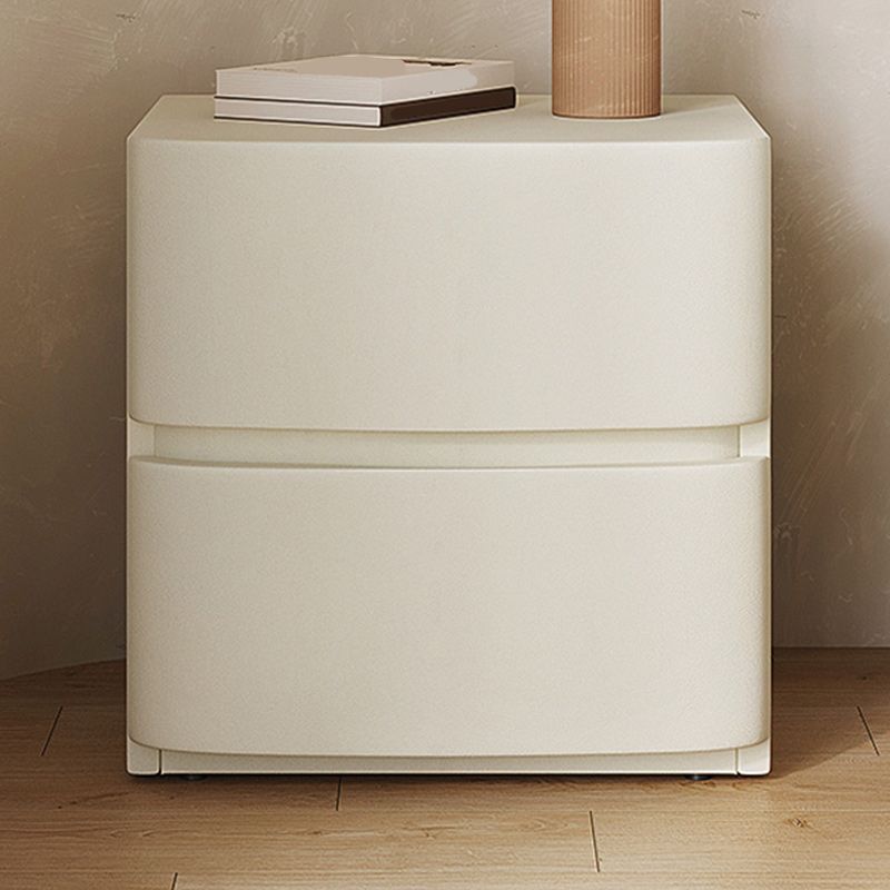 18" Tall 2- Drawer Wood Nightstand Contemporary Leather Bedside Cabinet