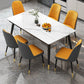 Industrial Style Home Sintered Stone Dining Table Rectangle Table with 4 Legs Carbon Steel Base Clearhalo ' dining_table' 'Dining Tables & Seating' 'Dining Tables' 'furn' 'furn_dining_table' 'Furniture' 'furniture_dining_table' 'Kitchen & Dining Furniture' 'kitchen&dining_furn' 'kitchen' 'kitchen_dining_table' 1200x1200_713a9b4e-e408-4398-ac40-8e41b95cb43c