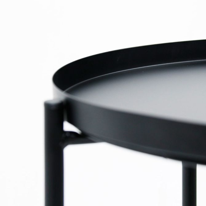 Tavolino rotondo in metallo della metà del secolo gambe trasversali diagnostruiti da 17,72 "