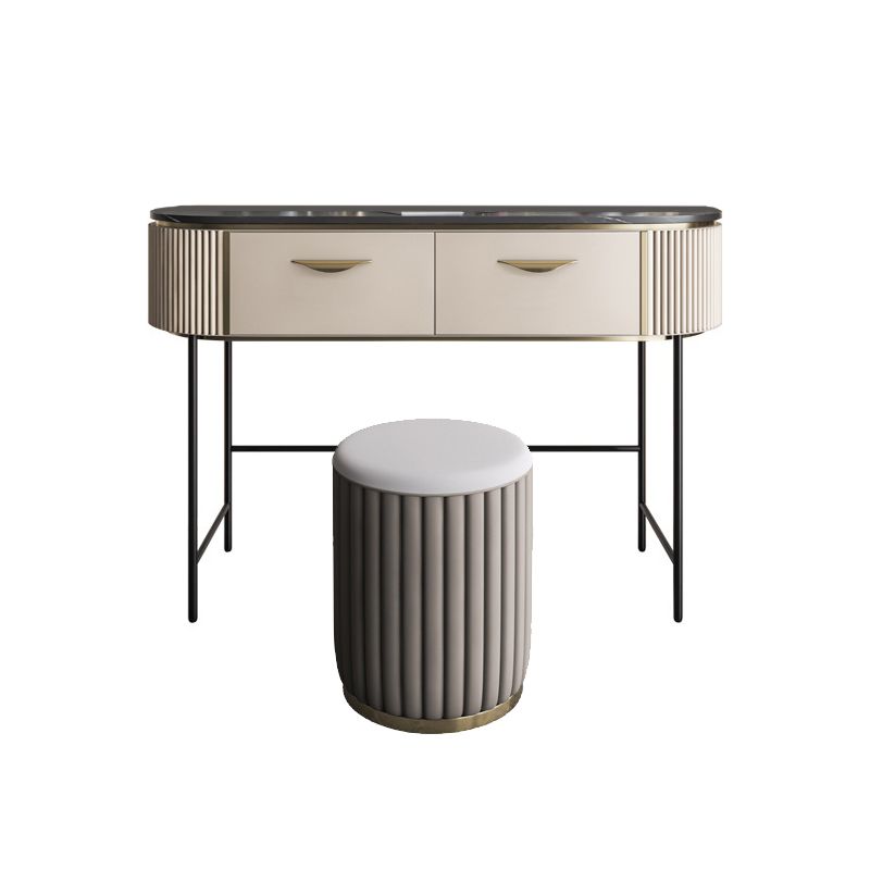 Modern 31.49 " H 2-Drawer Dressing Table Slate Top Vanity Stool Clearhalo 'Bedroom Furniture' 'furn' 'furn_makeup_vanities' 'Furniture' 'Makeup Vanities' 'makeup_vanities' 1200x1200_713c6d09-c4f2-41fc-bd4c-8585e5643655