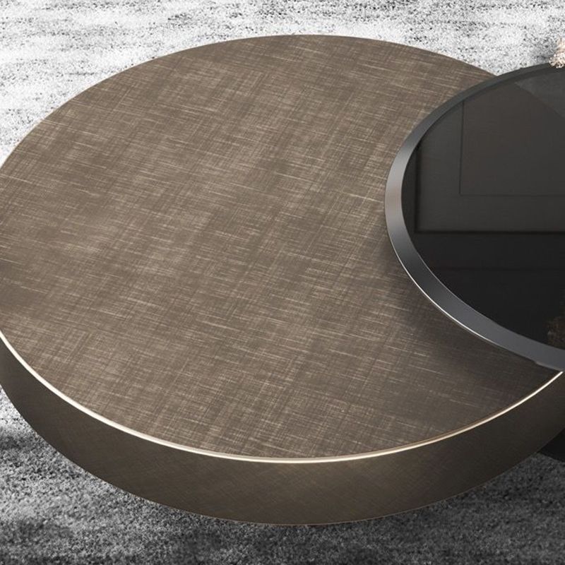 Block Base Design Cocktail Table Gold Metal Top Black Base Round Coffee Table Clearhalo 'Coffee & Accent Tables' 'Coffee Tables' 'coffee_tables' 'furn' 'furn_coffee_tables' 'Furniture' 'furniture_coffee_tables' 'Living Room Furniture' 1200x1200_713de61e-4849-456f-a5d8-302da4807be8