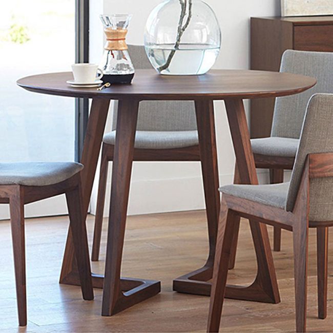Round Casual Dining Table Brown Tone Fixed Table with Double Pedestal Base Clearhalo ' dining_table' 'Dining Tables & Seating' 'Dining Tables' 'furn' 'furn_dining_table' 'Furniture' 'furniture_dining_table' 'Kitchen & Dining Furniture' 'kitchen&dining_furn' 'kitchen' 'kitchen_dining_table' 1200x1200_713fca09-46fa-4590-8f89-d7b50d4052e7