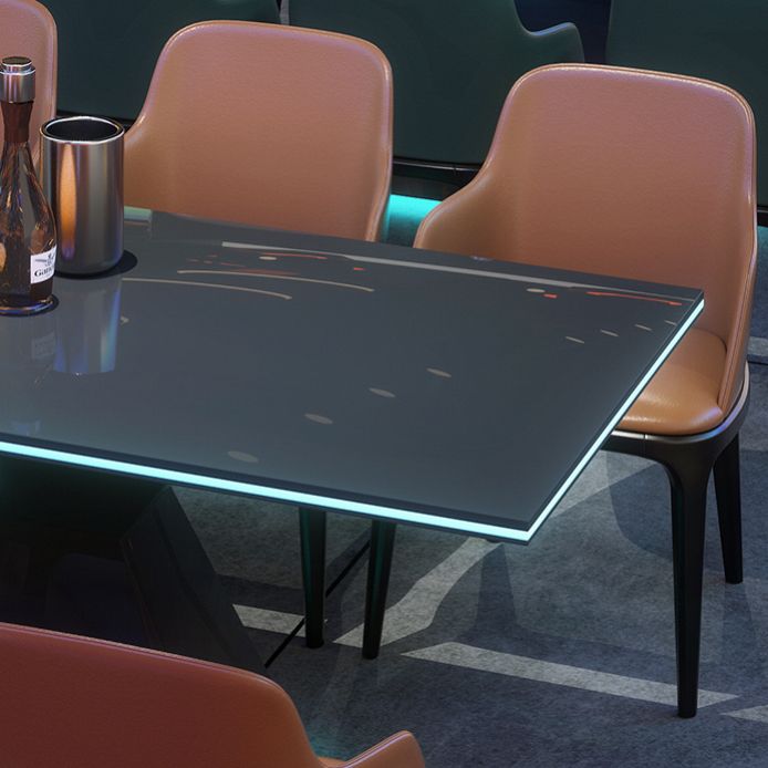 Faux Leather Arm Chairs Upholstered Dining Chairs with Metal Base