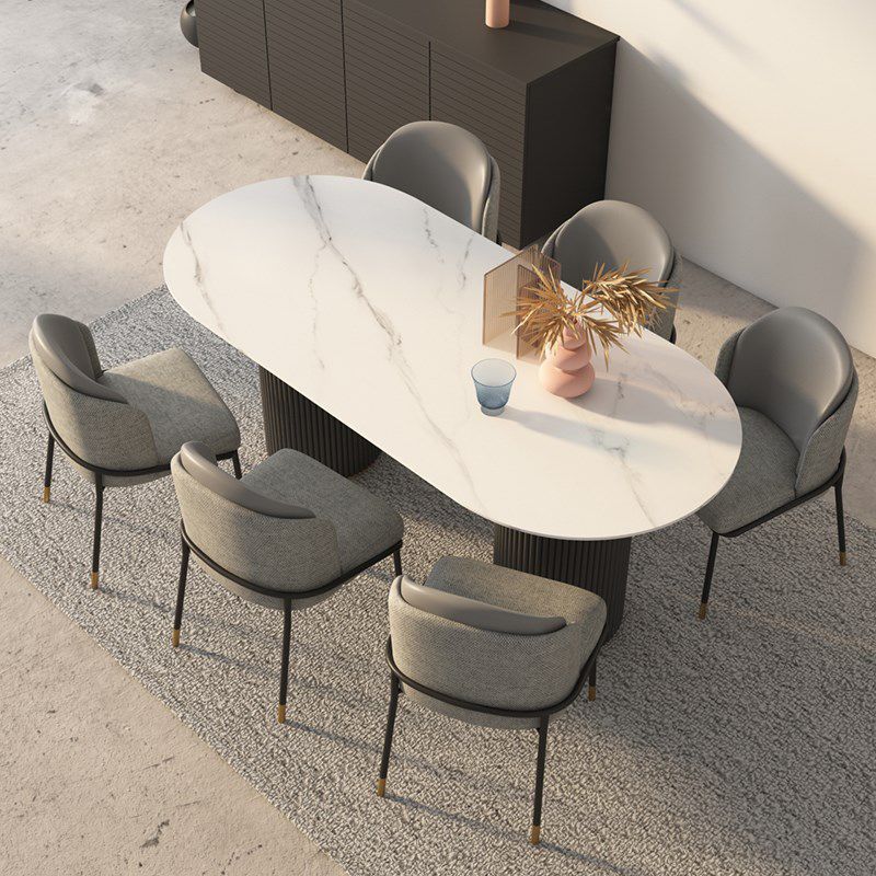 Simplicity Style Oval Dining Table Imitation Marble Home Furniture Clearhalo 'Dining Tables & Seating' 'Dining Tables' 'dining_table' 'furn' 'furn_dining_table' 'Furniture' 'Kitchen & Dining Furniture' 1200x1200_7141cf7f-6e47-4580-acde-d0e602274d85