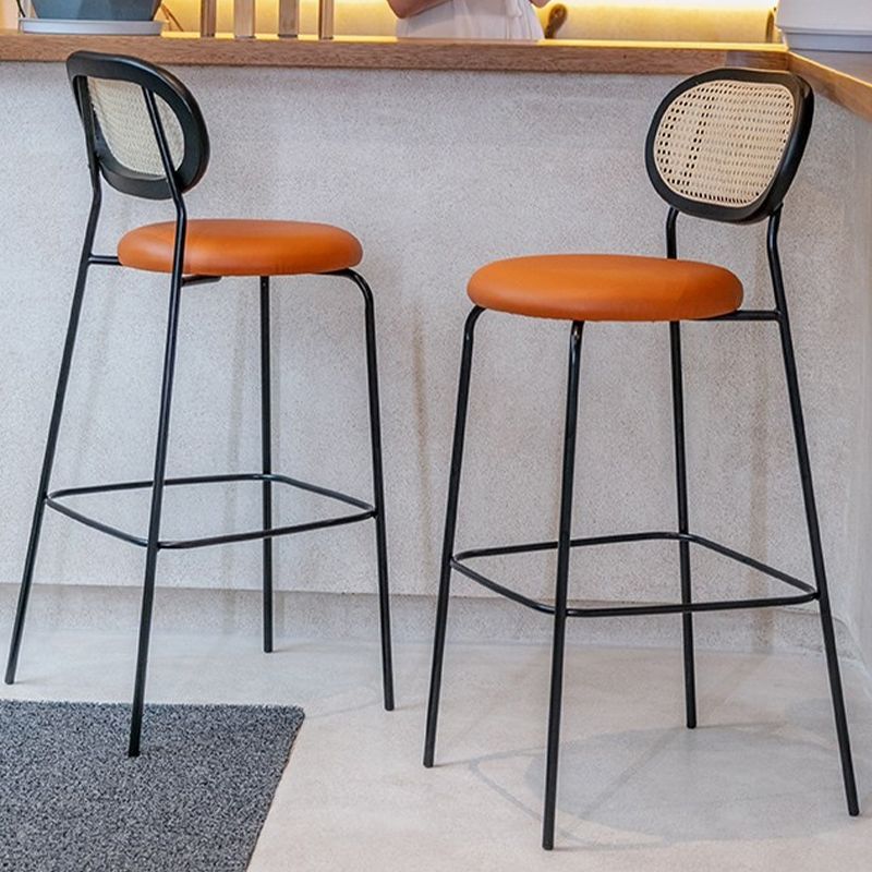 Taburetes de comedor con respaldo bajo Taburetes de bar sin brazos contemporáneos con base de metal