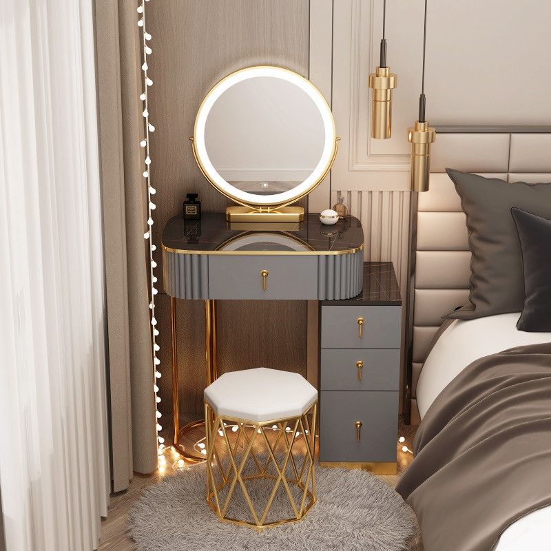 Glam Wood maquillador tocador de tocador escritorio de tocador de maquillaje con cajón