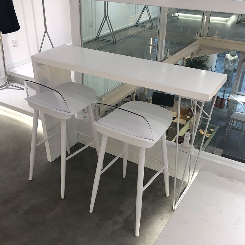 White Modern Style Rectangle Bar Table in Wood and Metal Milk Tea Shop Bar Table Clearhalo 'Bar Furniture' 'Bar Tables' 'bar_tables' 'furn' 'furn_bar_tables' 'Furniture' 'furniture_bar_tables' 'Kitchen & Dining Furniture' 1200x1200_71450c92-e0d8-48cf-a1ee-0d9e98efbd07