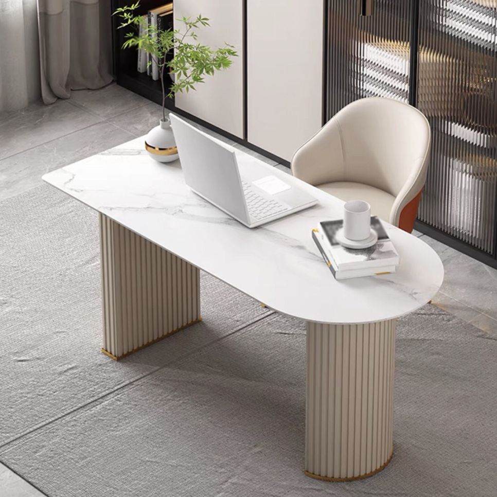 Oval Shape Modern Style Dining Table White Fixed Table with Sintered Stone Clearhalo ' dining_table' 'Dining Tables & Seating' 'Dining Tables' 'furn' 'furn_dining_table' 'Furniture' 'furniture_dining_table' 'Kitchen & Dining Furniture' 'kitchen&dining_furn' 'kitchen' 'kitchen_dining_table' 1200x1200_7145a0f0-7b74-4098-bf40-295a1bd0ee21