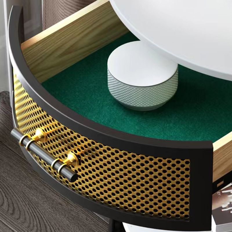 Drawer Side Accent Table Stone Top Metal Frame End Table with Shelf Clearhalo 'Coffee & Accent Tables' 'End & Side Tables' 'end_side_tables' 'furn' 'furn_end_side_tables' 'Furniture' 'Living Room Furniture' 1200x1200_714796f2-1306-4b2d-b41b-8161a8a75b28