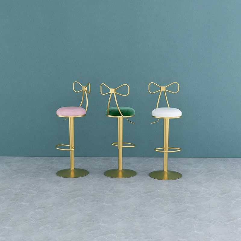 Glam Liftable Backrest Counter Stool Iron Cafe Bar Stool with Cushion and Pedal Clearhalo 'Bar Furniture' 'Bar Stools' 'bar_stools' 'furn' 'furn_bar_stools' 'Furniture' 'furniture_bar_stools' 'Kitchen & Dining Furniture' 1200x1200_7149f438-ef6d-4e2e-ab3d-679ad302fcad