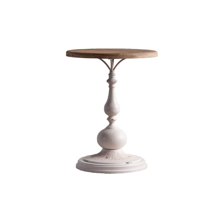 木製の丸いトップサイドテーブル苦しんでいる鉄の台座エンドテーブル