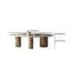 Luxury White Oval Stone Tabletop Dining Table with Gold Round Base