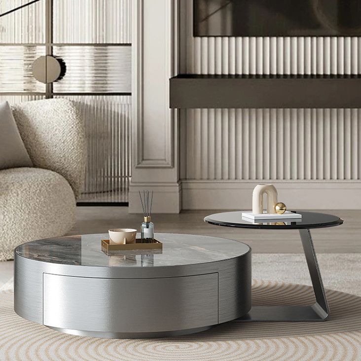 Tavolino moderno di tavolino in ardesia e vetro