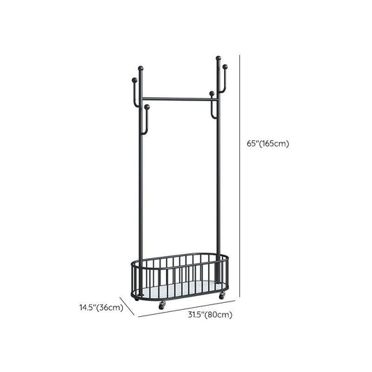 Luxurious Metal Coat Rack Castors de pie de pie de pie con canasta