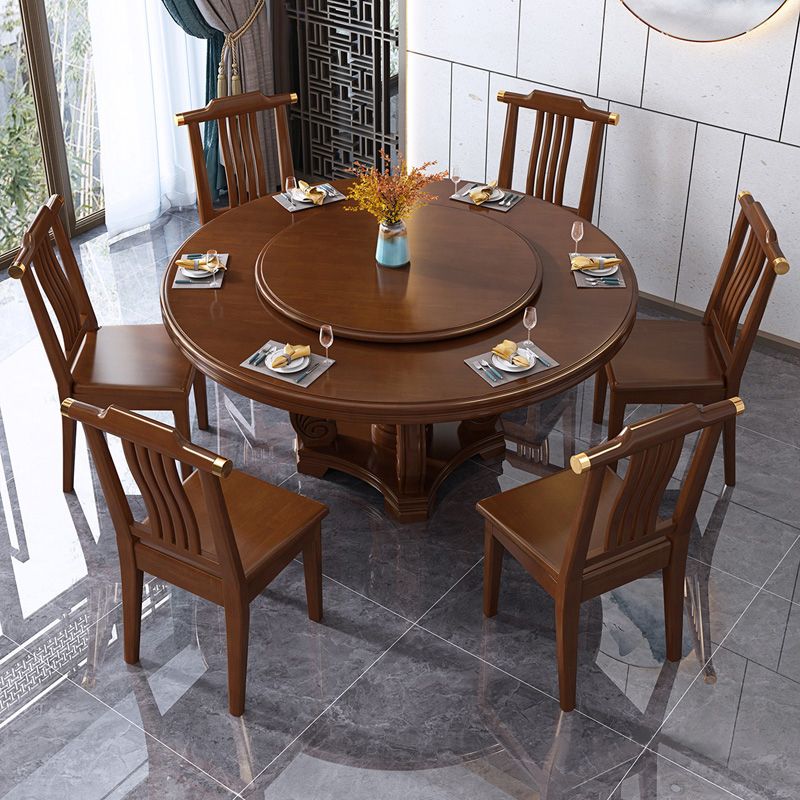 Round Solid Wood Dining Table Modern Turntable Furniture with Pedestal Base Clearhalo 'Dining Tables & Seating' 'Dining Tables' 'dining_table' 'furn' 'furn_dining_table' 'Furniture' 'furniture_dining_table' 'Kitchen & Dining Furniture' 'kitchen' 'kitchen_dining_table' 1200x1200_714ee8ba-d7e1-42e8-9fbe-4d0ed892aaa5