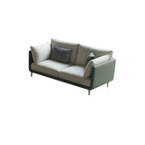 Faux Leather Stain Resistant Modern Square Arm Sofa Couch in Green and White