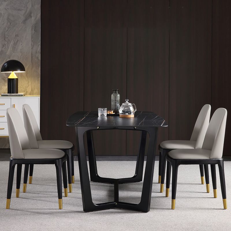 Leather Industrial Restaurant Side Chair Parsons Gray Dining Chair with Black Legs Clearhalo ' kitchen&dining_furn' 'Dining Chairs' 'Dining Tables & Seating' 'dining_chair' 'furn' 'furn_dining_chair' 'Furniture' 'furniture_dining_chair' 'Kitchen & Dining Furniture' 'kitchen' 1200x1200_7152f8cf-2f1d-445b-a7e8-b5860cdd10cc