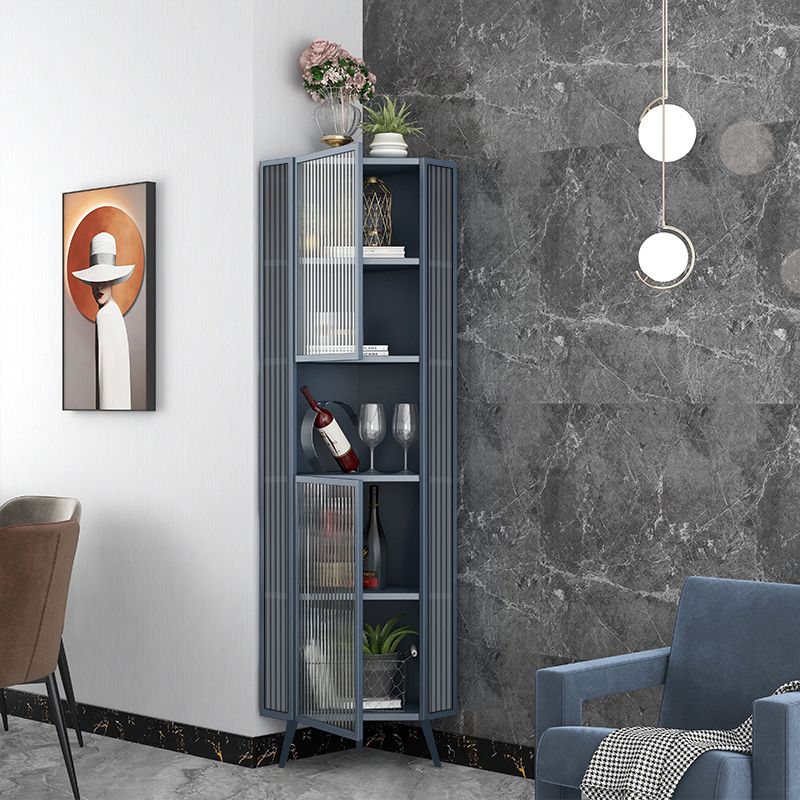 Living Room Glam Style Kitchen Buffet Server Glass Door Metal Frame Dining Server Clearhalo 'buffet_sideboard' 'Buffets & Sideboards' 'furn' 'furn_buffet_sideboard' 'Furniture' 'furniture_buffet_sideboard' 'Kitchen & Dining Furniture' 1200x1200_7156477a-d93d-4eb8-b091-e7b5c7db1859