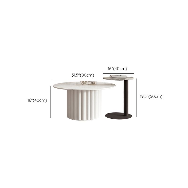 Slate Top Coffee Cocktail Table Modern Round Pedestal Coffee or End Table