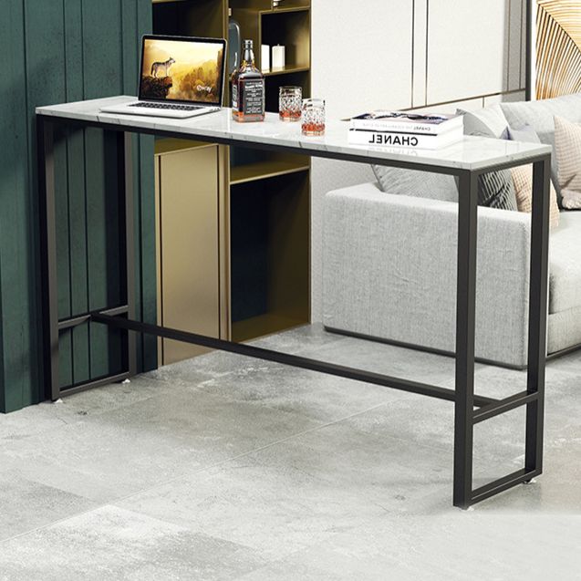 Marble Counter Height Table with Rectangle Table Top Trestle Table - 41.3" H Clearhalo 'Bar Furniture' 'Bar Tables' 'bar_tables' 'furn' 'furn_bar_tables' 'Furniture' 'furniture_bar_tables' 'Kitchen & Dining Furniture' 1200x1200_7157a5b3-459c-4535-8cd1-b628c3cf6e6f