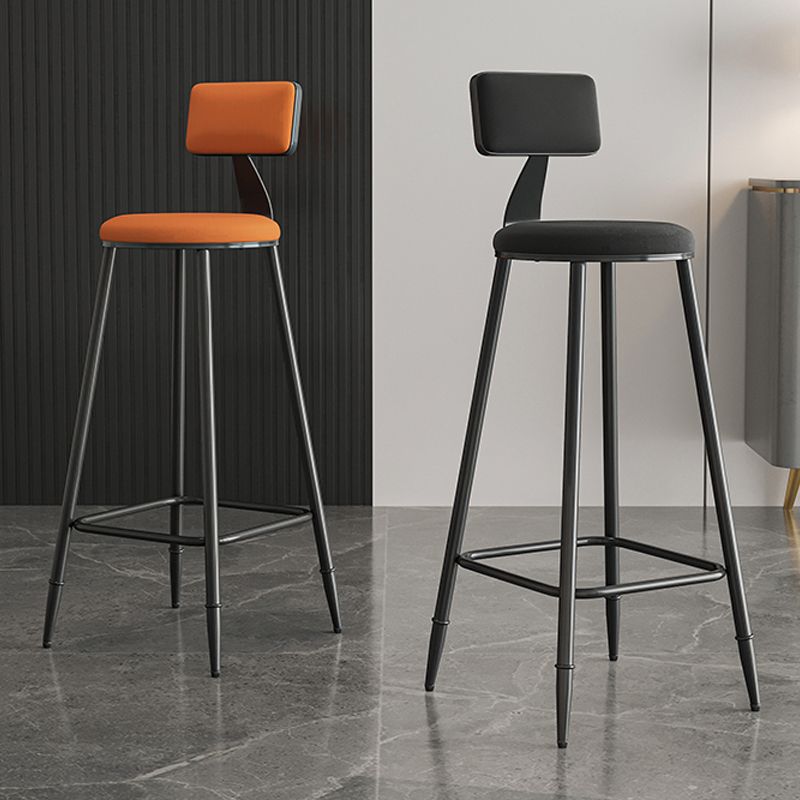 Modern Backrest Counter Stool Iron Milk Tea Shop Bar Stool with Cushion and Pedal Clearhalo 'Bar Furniture' 'Bar Stools' 'bar_stools' 'furn' 'furn_bar_stools' 'Furniture' 'furniture_bar_stools' 'Kitchen & Dining Furniture' 1200x1200_71584674-e59c-408e-9a0c-90797d223a63