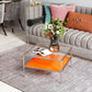 Contemporary Square Top Coffee Table with Glass Top and 4 Legs
