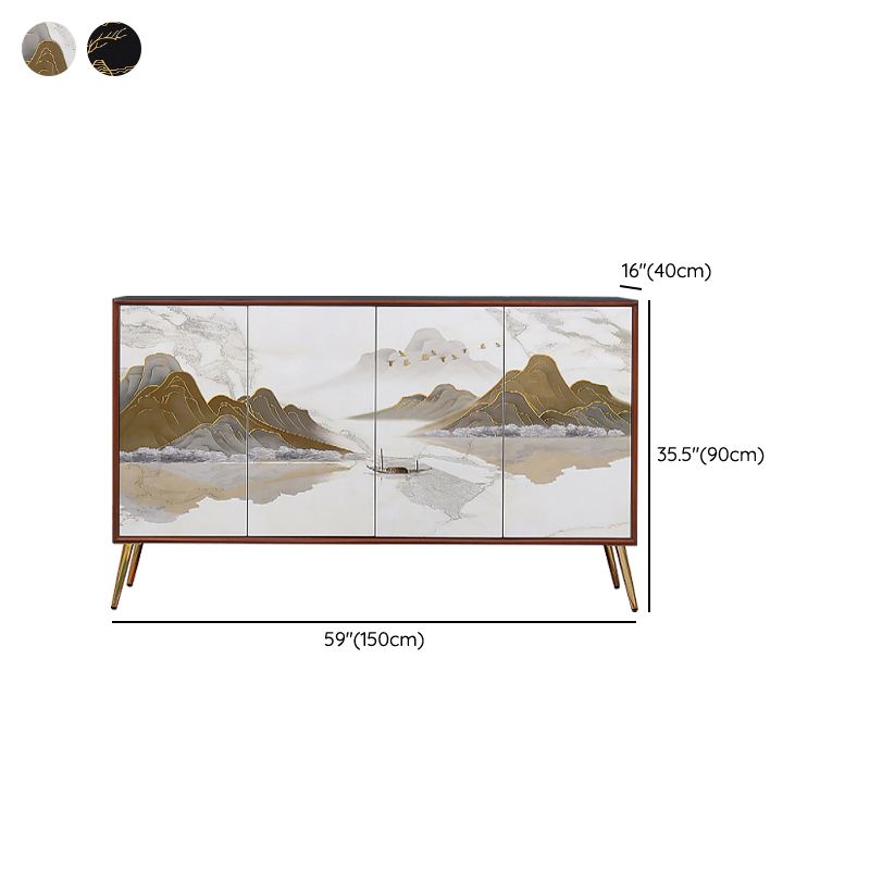 Mesa del lado del abedul del tablero lateral con puertas para el comedor