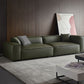 Glam Settee Genuine Leather Living Room Square Arm Cushions Green Standard Sofa