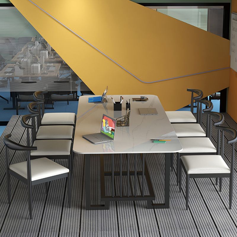 Tables de conférence en forme de bureau de style moderne en pierre avec 2 lames pour le bureau