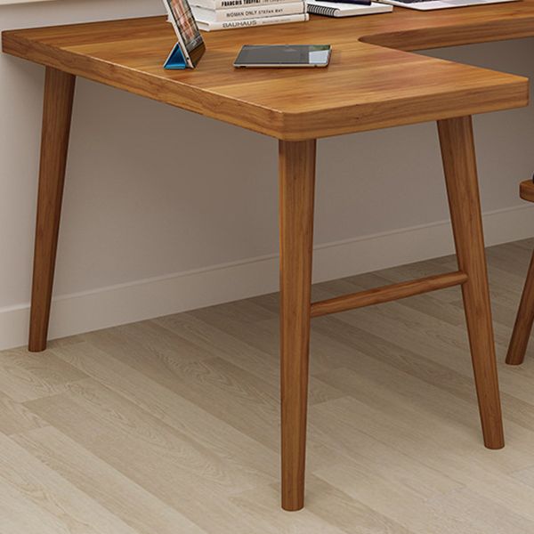 Solid Wood Corner Writing Desk Modern 29.53-inch Tall Office Desk with H-Base