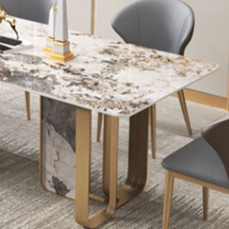 Luxuriöses rechteckiges Esszimmer-Set, 1/2/3/5/6/7/9-teilig, Esstisch-Set mit gesinterter Steinplatte