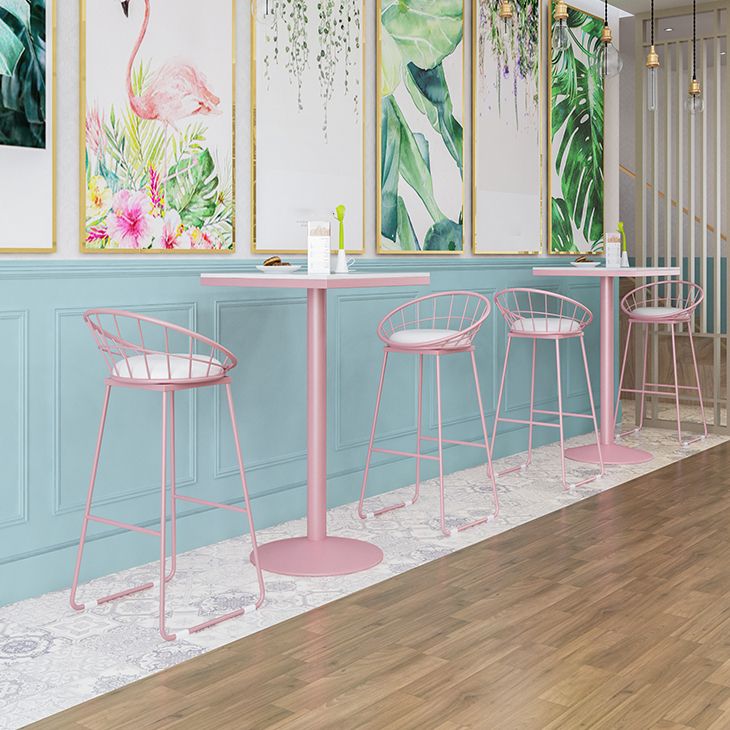 Industrial Style Pink Bar Table Marble White 23.6"W Top Indoor Bistro Table Clearhalo 'Bar Furniture' 'Bar Tables' 'bar_tables' 'furn' 'furn_bar_tables' 'Furniture' 'furniture_bar_tables' 'Kitchen & Dining Furniture' 'kitchen&dining_furn' 'kitchen' 1200x1200_71654091-65f3-46d0-9b20-f0ef009f08f2